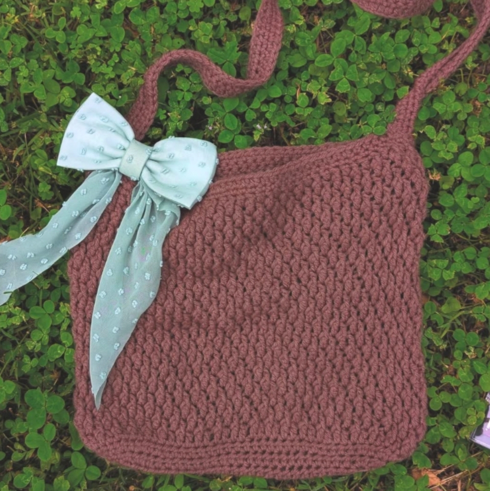 Handmade Crochet Bag with Bow